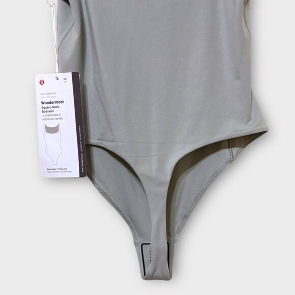 NWT Lululemon Wundermost Bodysuit XS 4 Nulu Square-Neck Sleeveless Jade Grey NEW - Picture 8 of 8